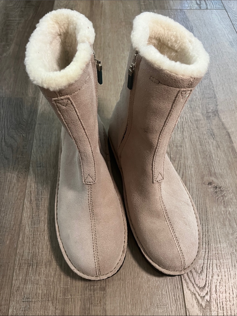 Polo by Ralph Lauren Plush-Lined Suede Winter Boots in Light Beige